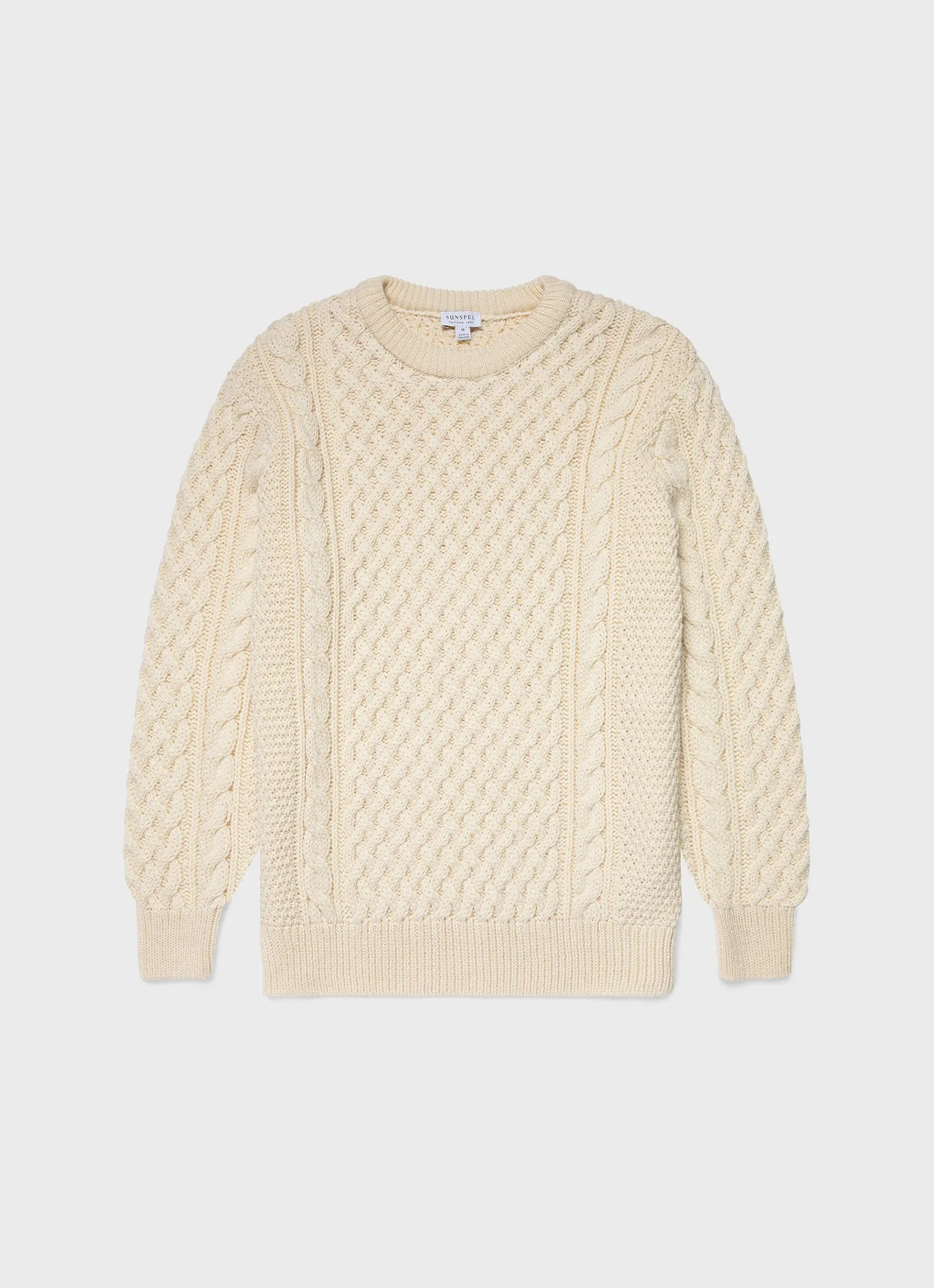 Men's Cable Knit Jumper in Ecru sold by Sunspel