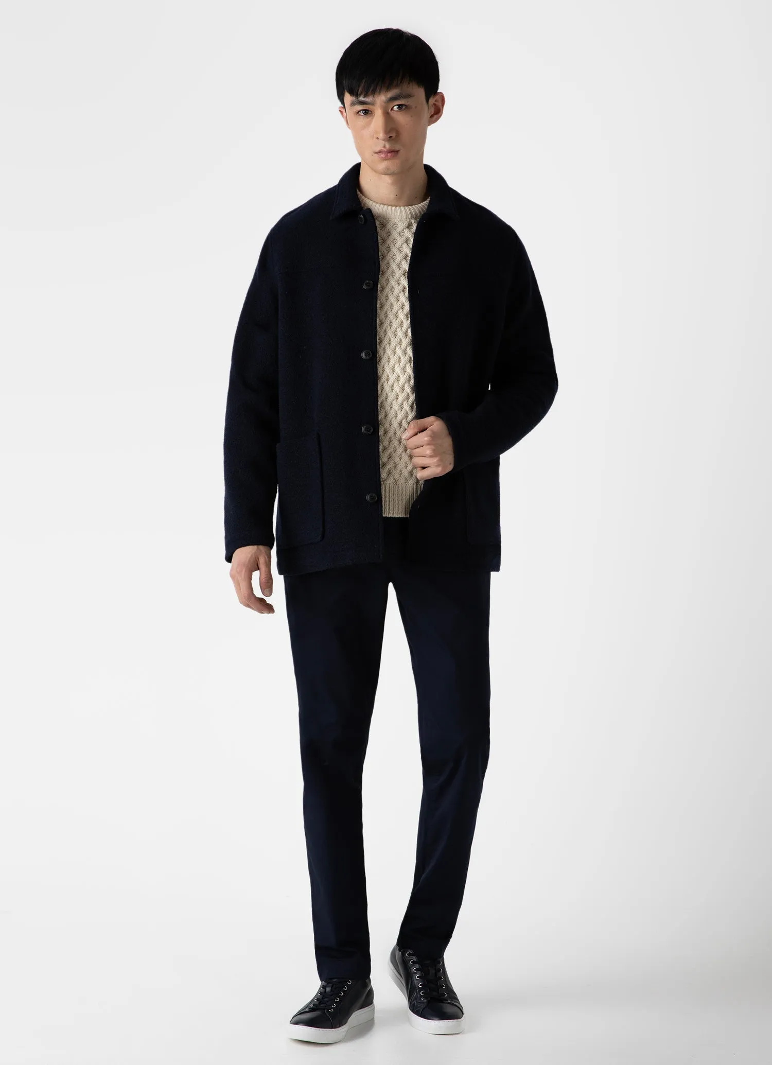 Men's Cable Knit Jumper in Ecru sold by Sunspel product image thumbnail 3