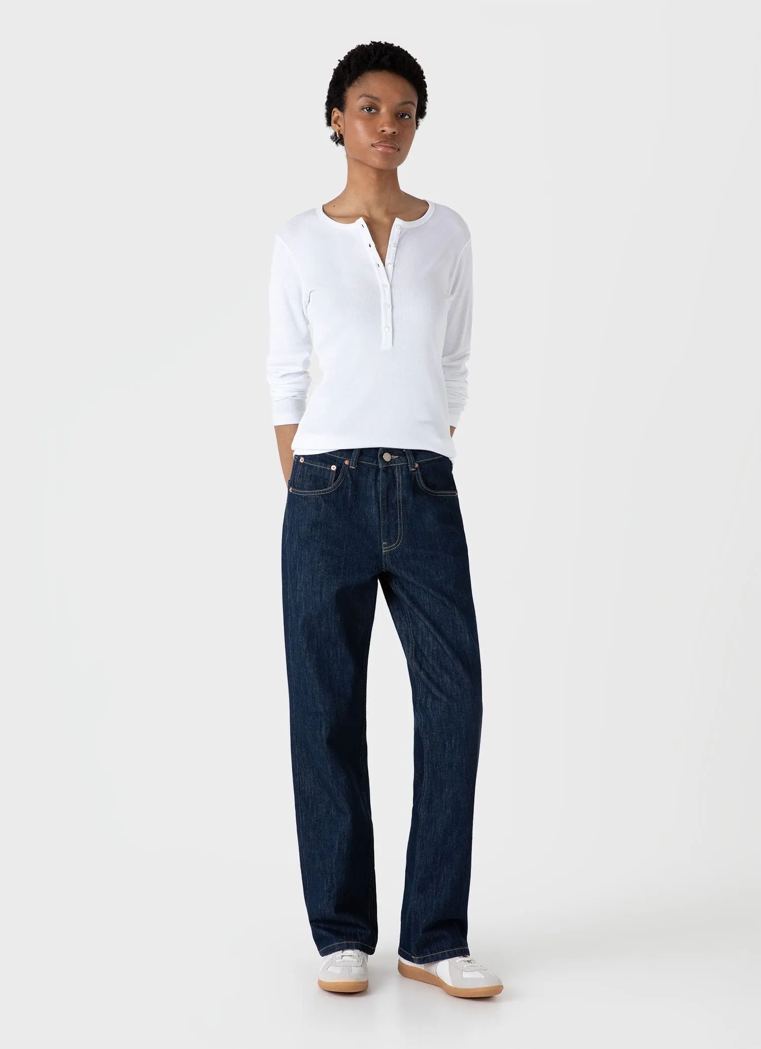 Women's Rib Henley in White sold by Sunspel product image thumbnail 2