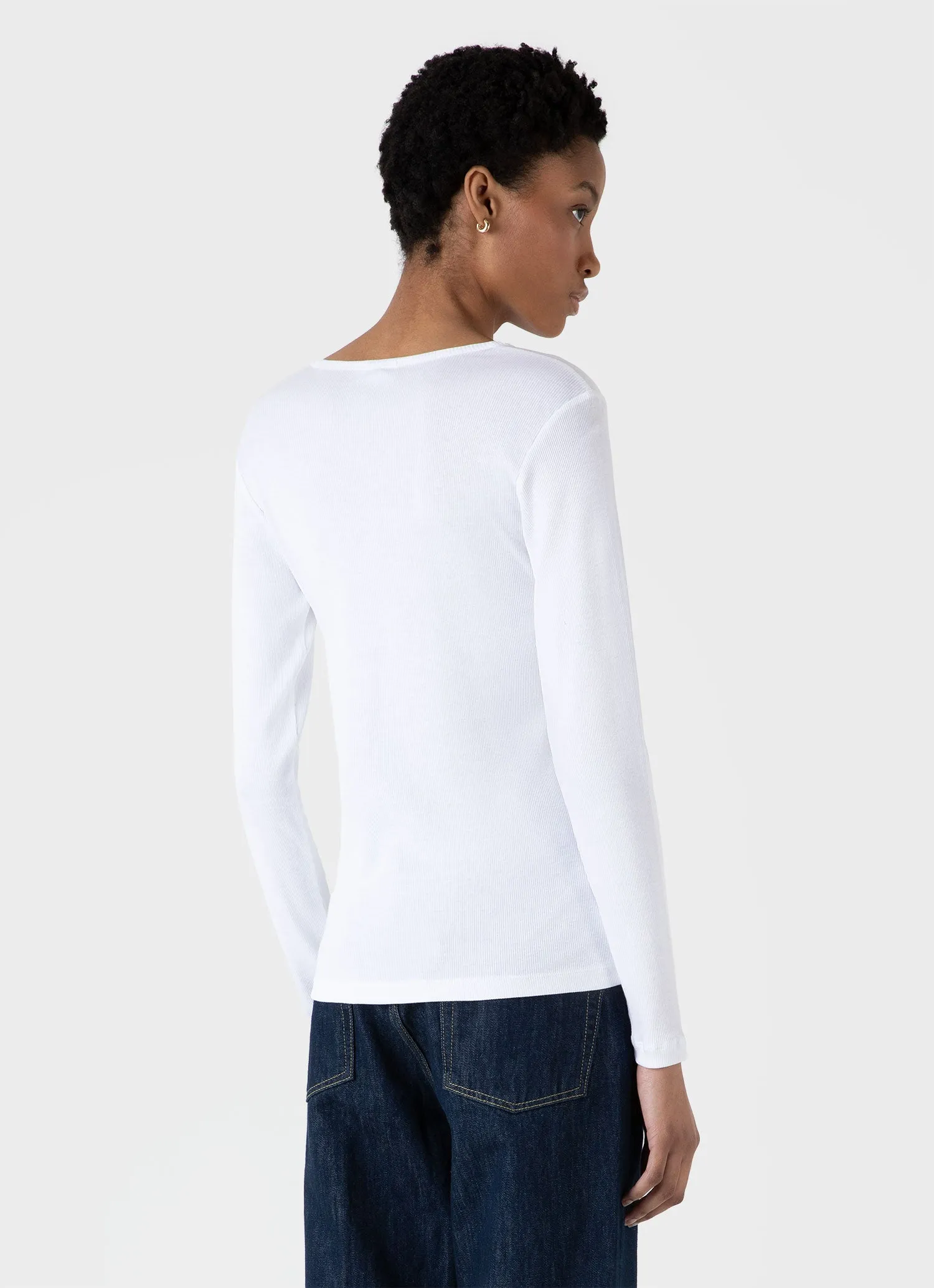Women's Rib Henley in White sold by Sunspel product image thumbnail 3