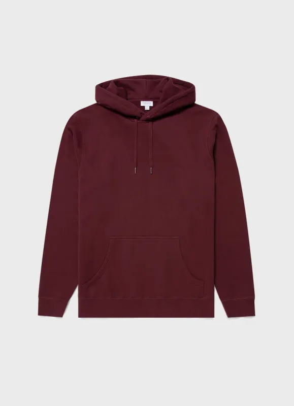 Men's Loopback Hoody in Vino sold by Sunspel