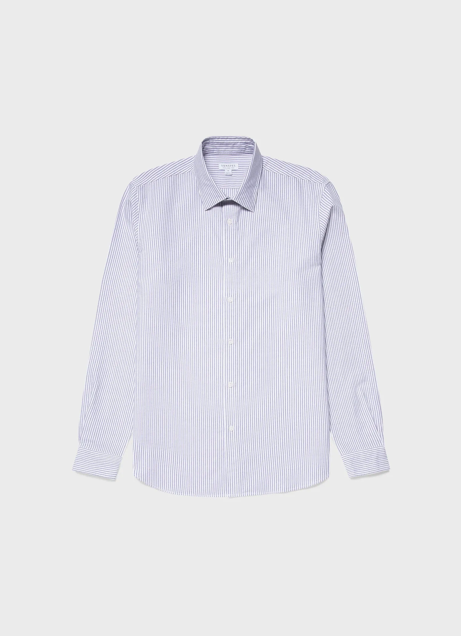 Men's Oxford Stripe Shirt in White/Navy Oxford Stripe sold by Sunspel