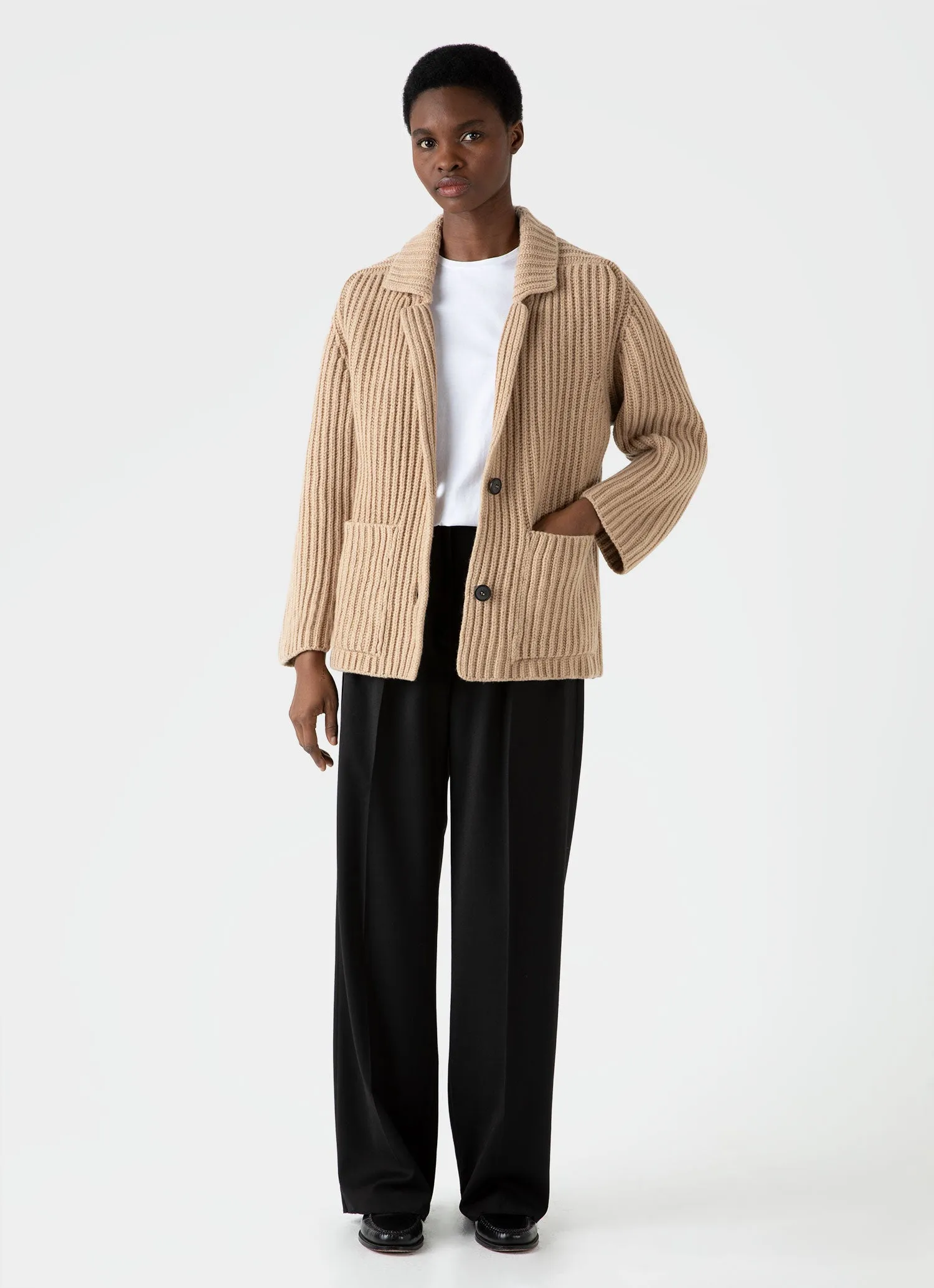 Women's Knitted Cardigan in Light Camel sold by Sunspel product image thumbnail 3