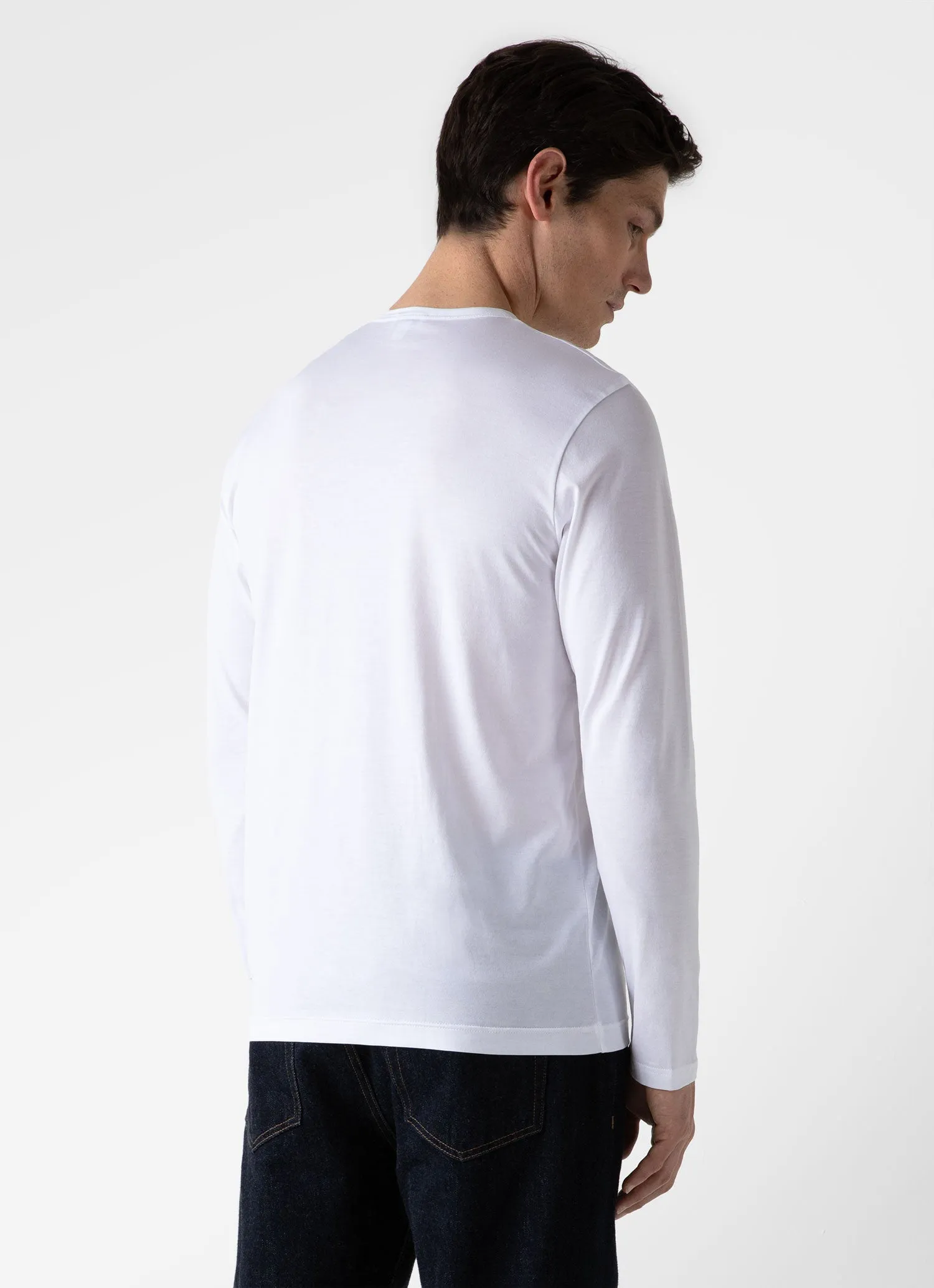 Men's Classic Long Sleeve T-shirt in White sold by Sunspel product image thumbnail 5