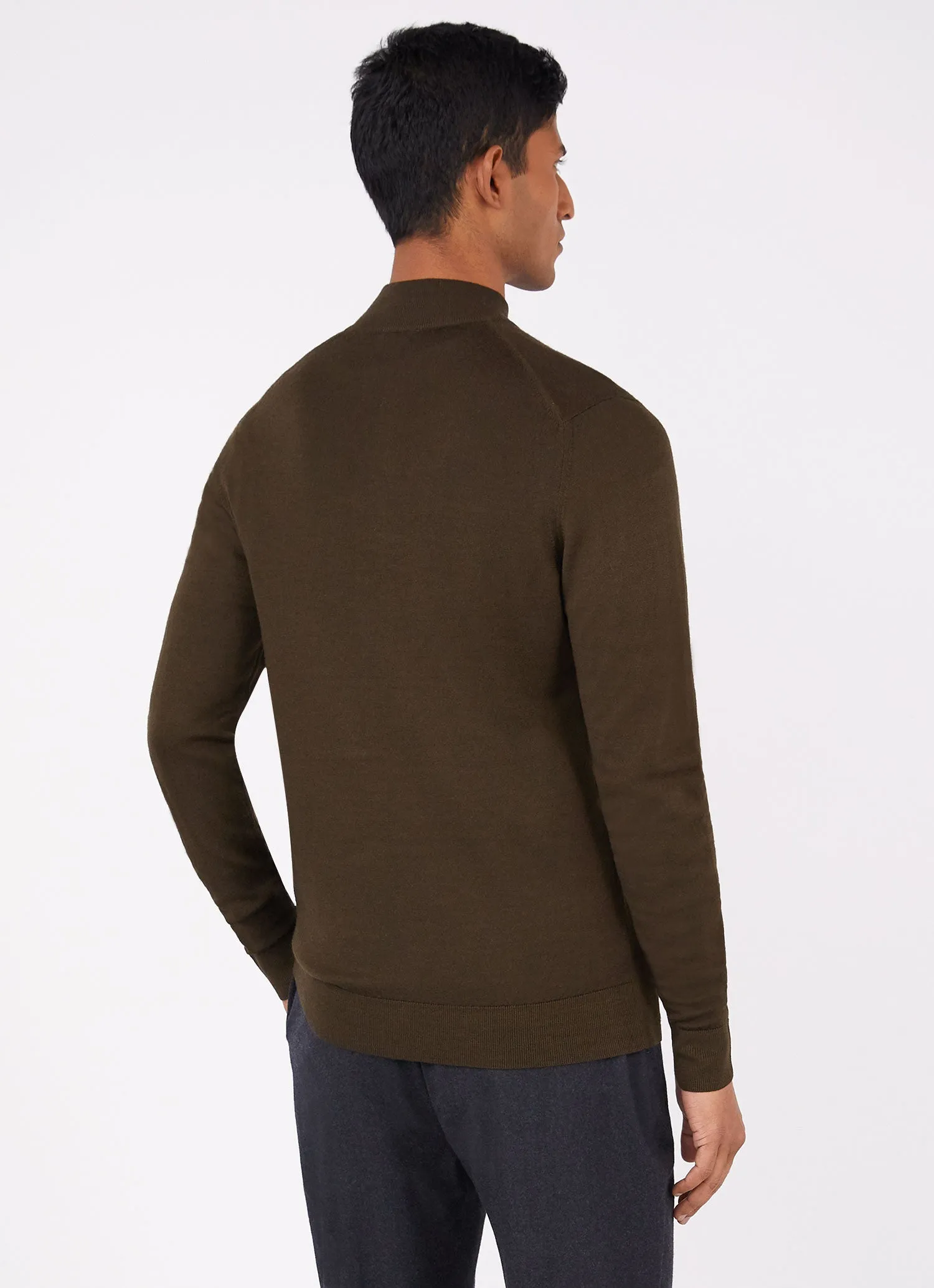 Men's Extra-Fine Merino Zip Neck in Dark Moss sold by Sunspel product image thumbnail 4