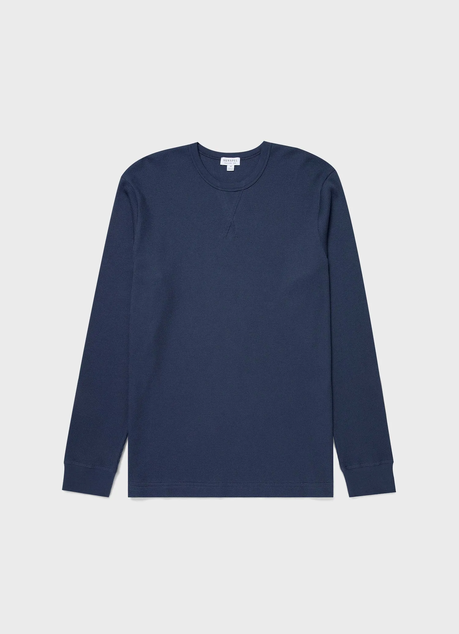 Men's Long Sleeve Waffle T-shirt in Slate Blue sold by Sunspel