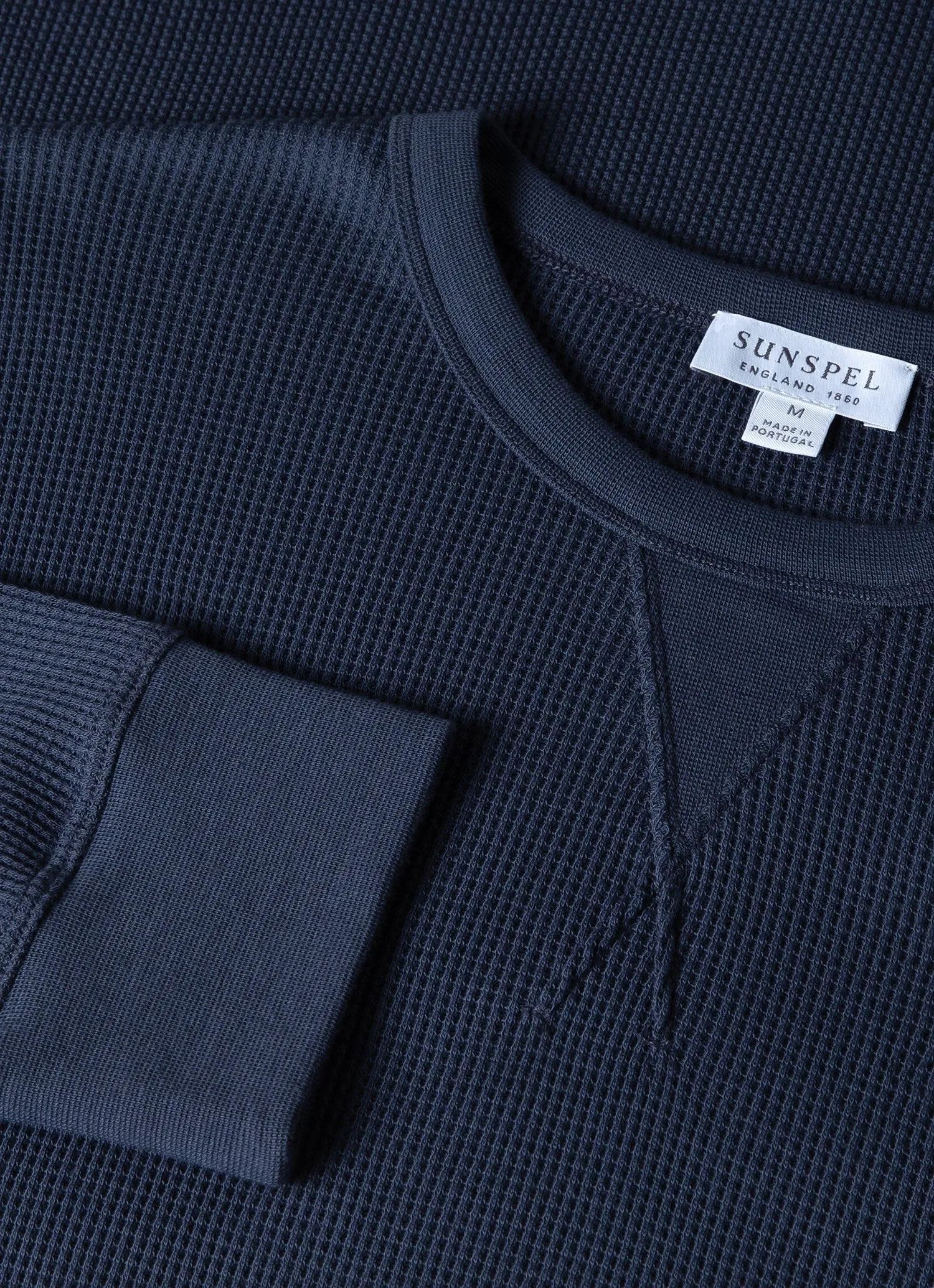 Men's Long Sleeve Waffle T-shirt in Slate Blue sold by Sunspel product image thumbnail 4