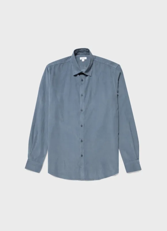 Men's Fine Cord Shirt in Blue Slate sold by Sunspel
