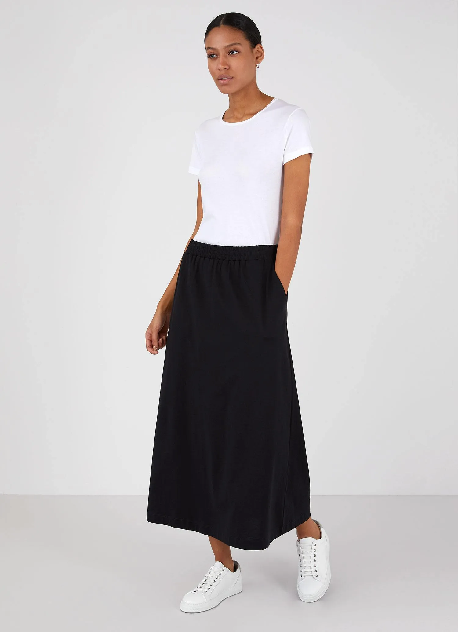 Women's Drawstring Skirt in Black sold by Sunspel product image thumbnail 5