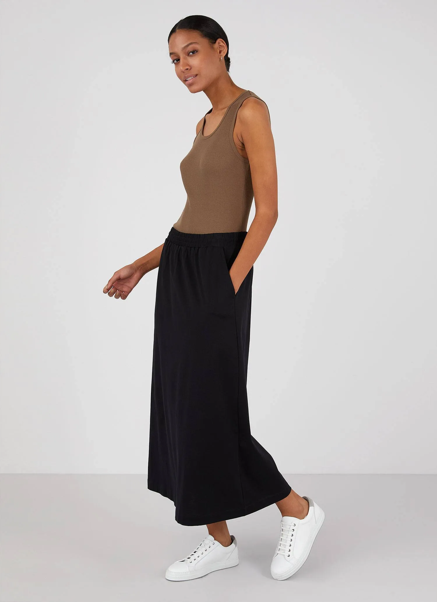 Women's Drawstring Skirt in Black sold by Sunspel product image thumbnail 2