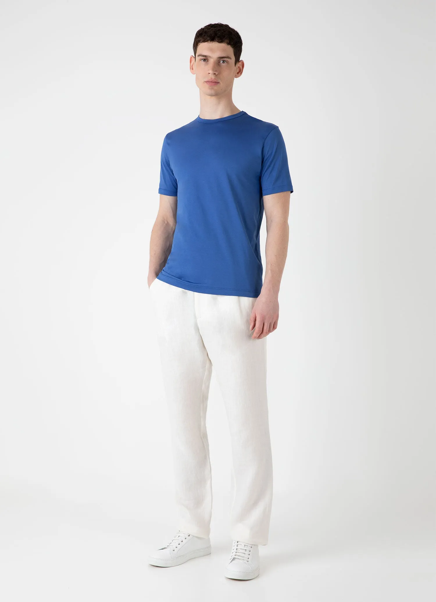 Men's Classic T-shirt in French Blue sold by Sunspel product image thumbnail 3