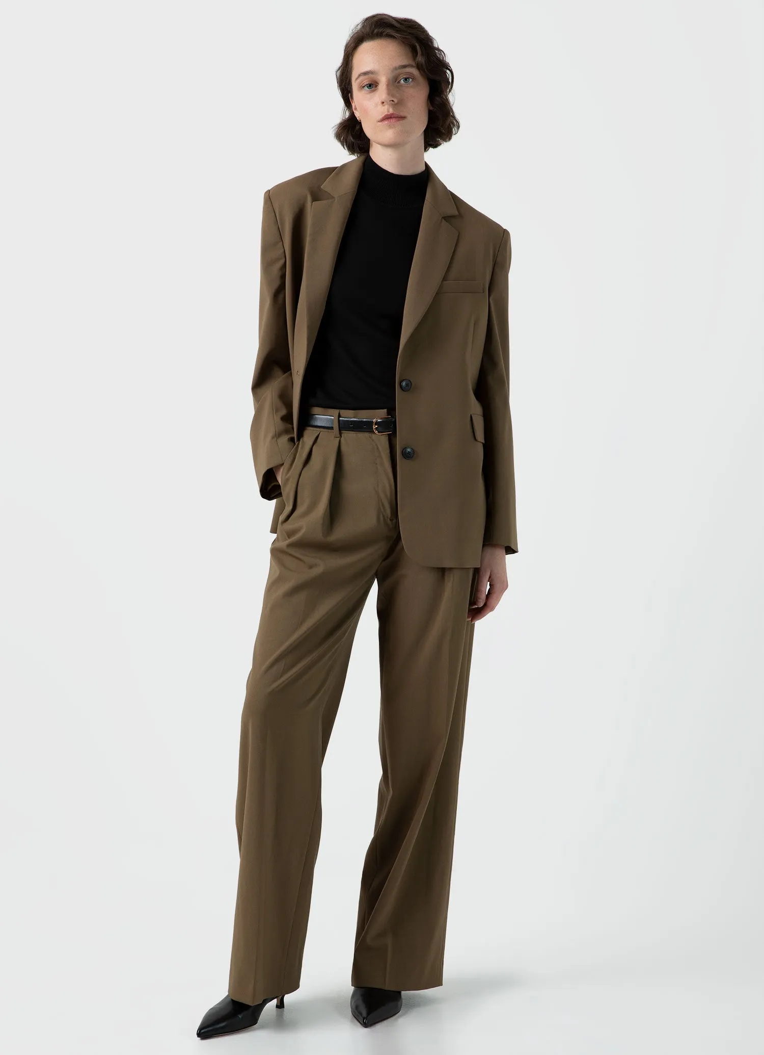 Women's Mulberry Silk Mock Neck Top in Black sold by Sunspel product image thumbnail 2