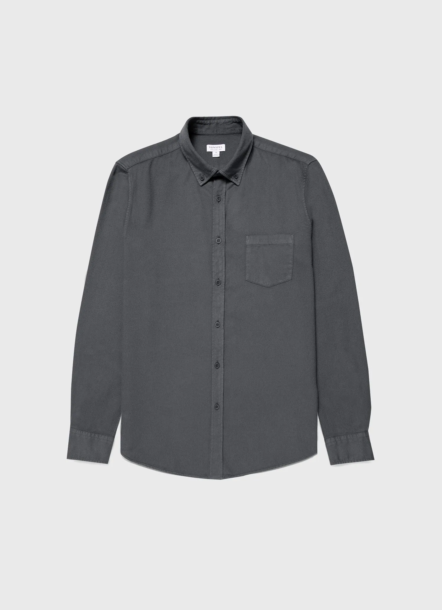 Men's Button Down Flannel Shirt in Drill Green sold by Sunspel