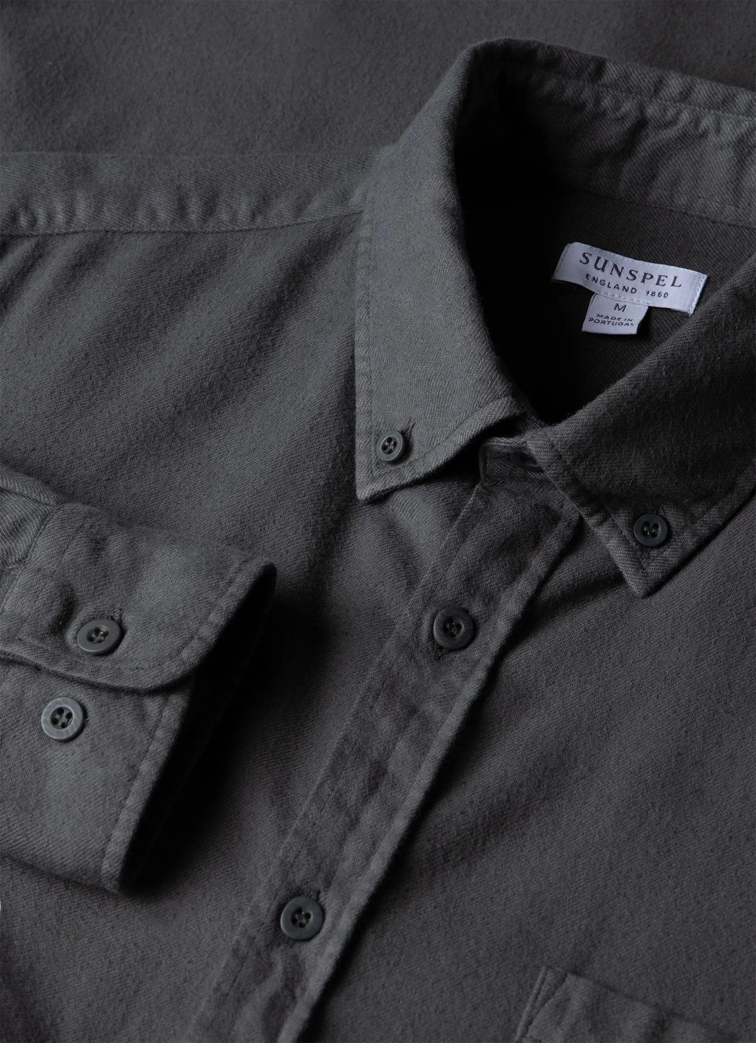 Men's Button Down Flannel Shirt in Drill Green sold by Sunspel product image thumbnail 4