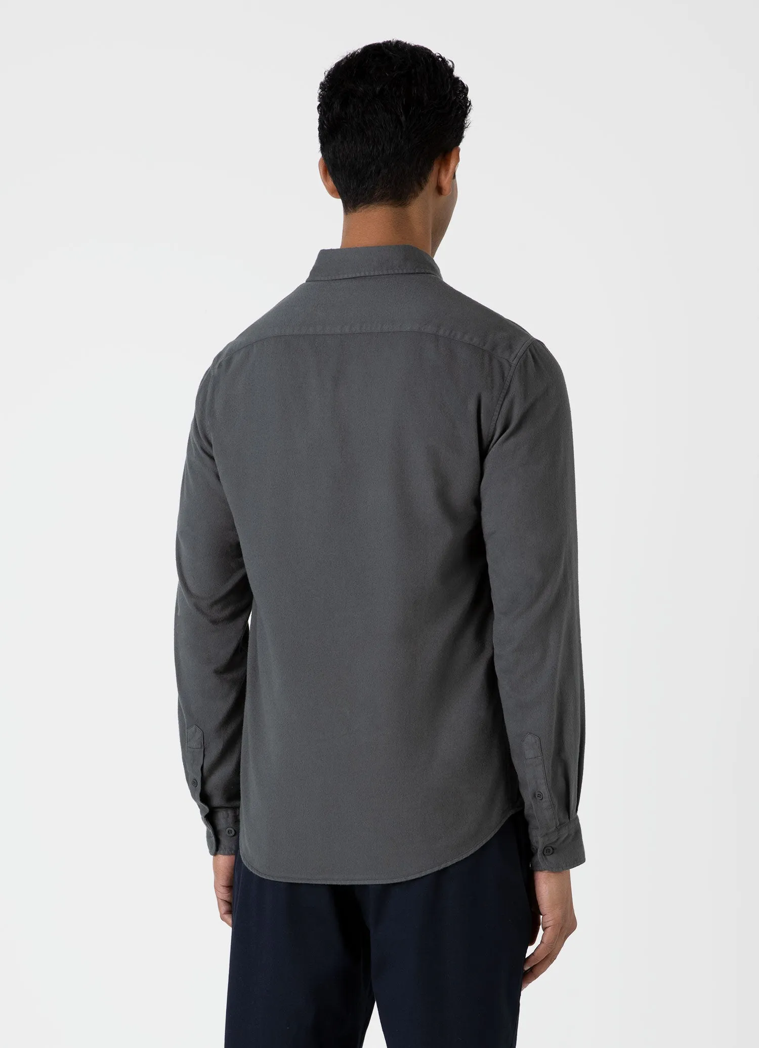 Men's Button Down Flannel Shirt in Drill Green sold by Sunspel product image thumbnail 5