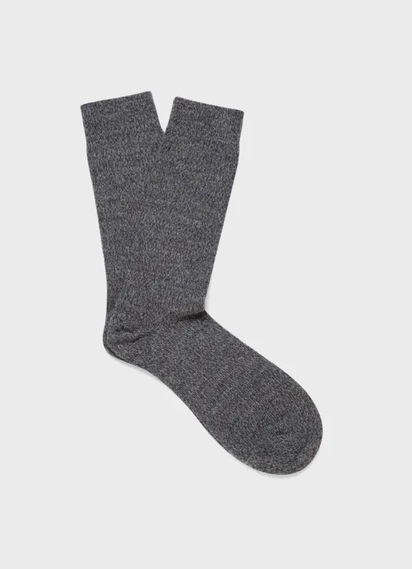 Men's Merino Wool Socks in Grey Twist sold by Sunspel
