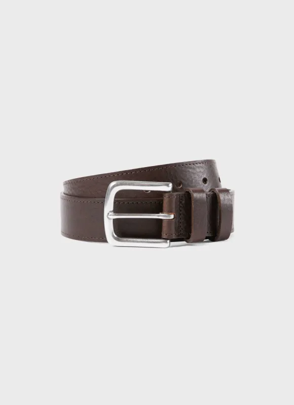 Men's Grained Leather Belt in Brown sold by Sunspel