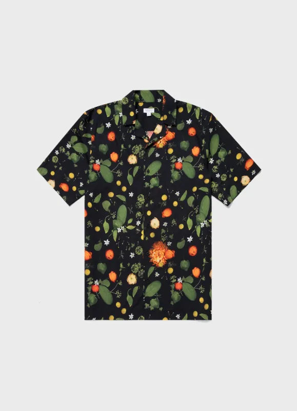 Men's Charlotte Gosch Camp Collar Shirt in Hedgerow made by Sunspel