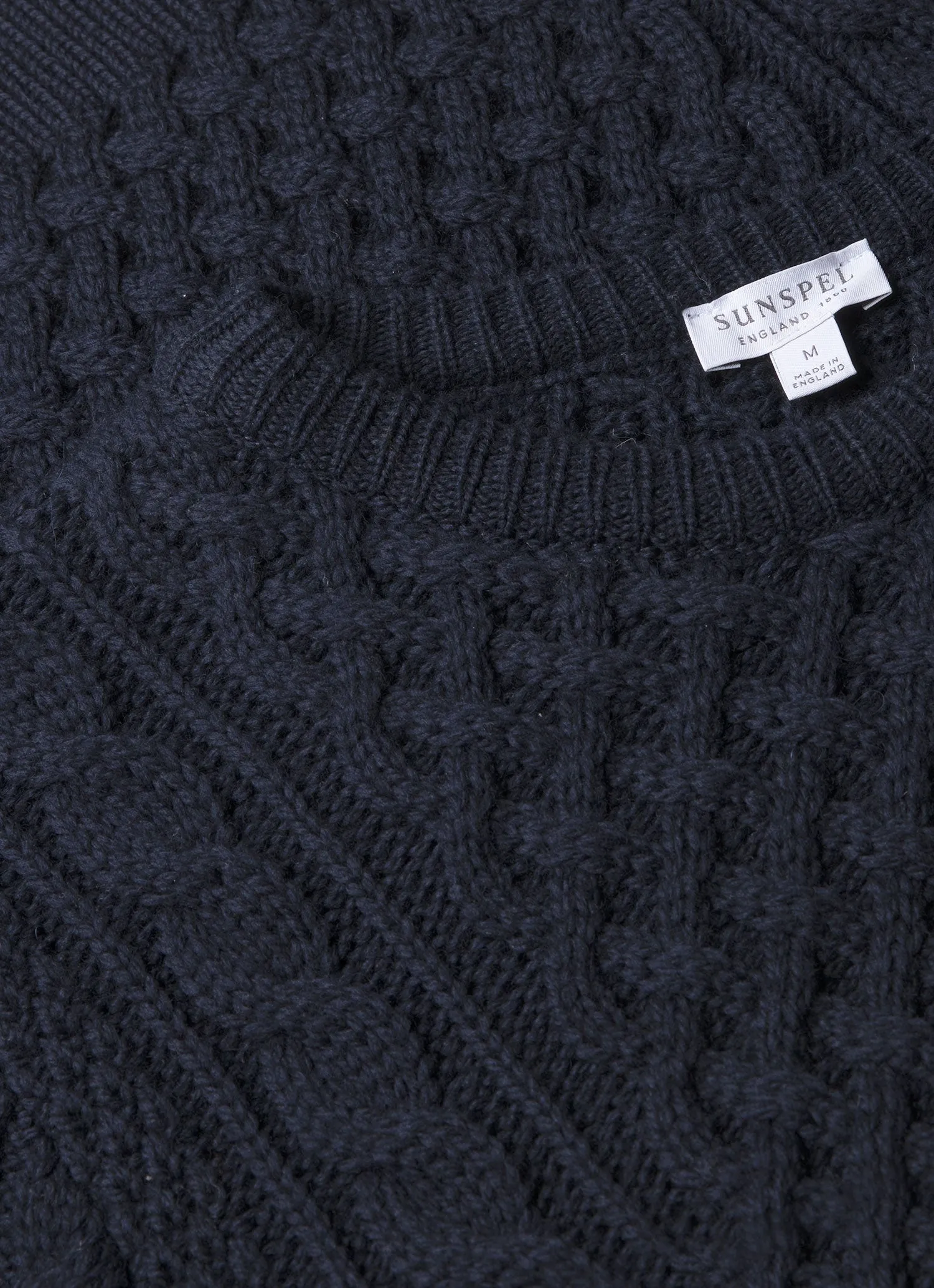 Men's Cable Knit Jumper in Navy sold by Sunspel product image thumbnail 4