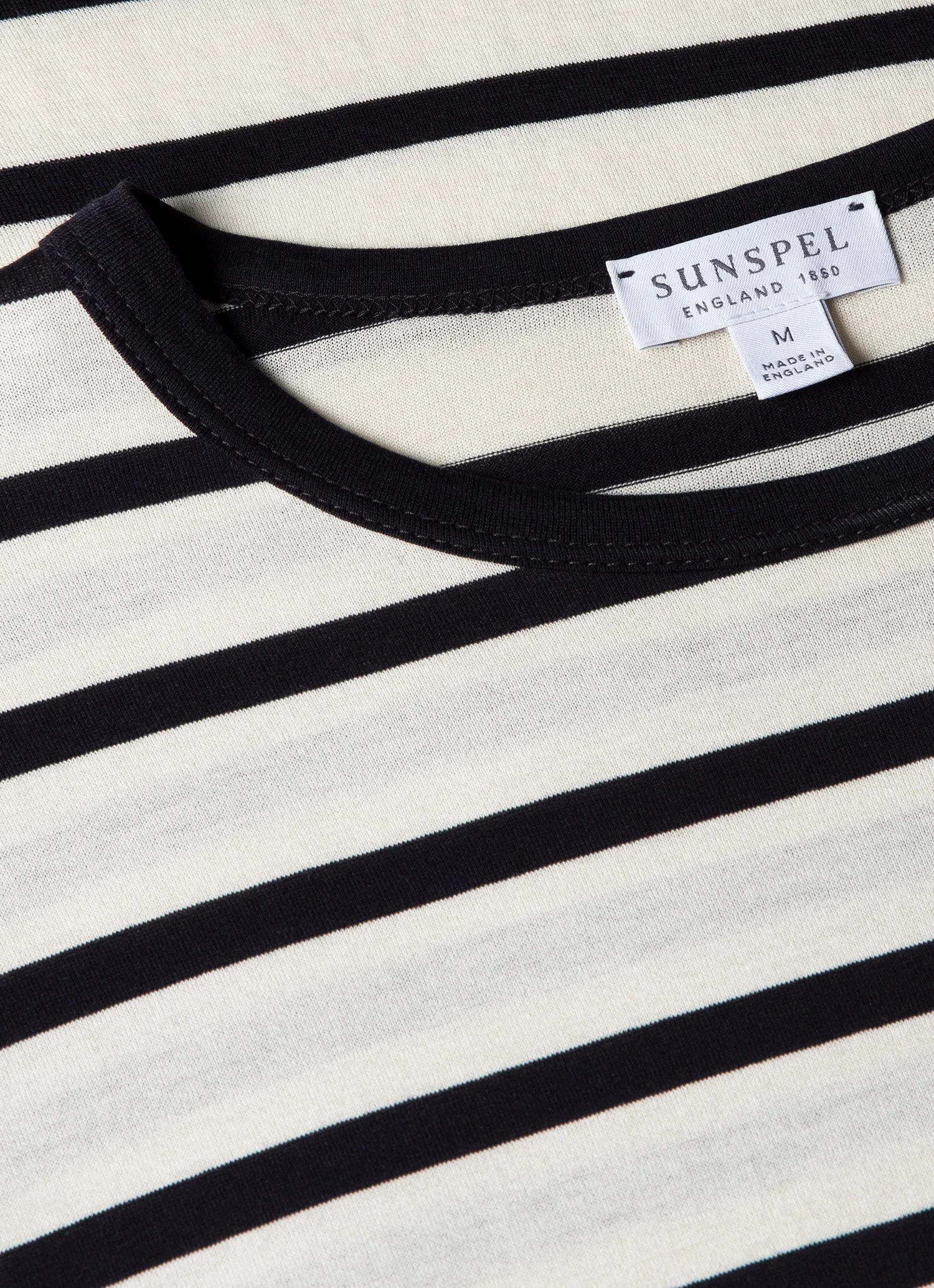 Men's Classic T-shirt in Ecru/Navy Breton Stripe sold by Sunspel product image thumbnail 4
