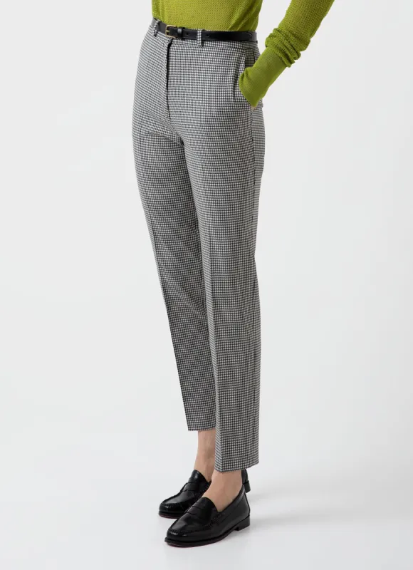 Women's Edie Campbell Tapered Trouser in Black/Ecru Check made by Sunspel