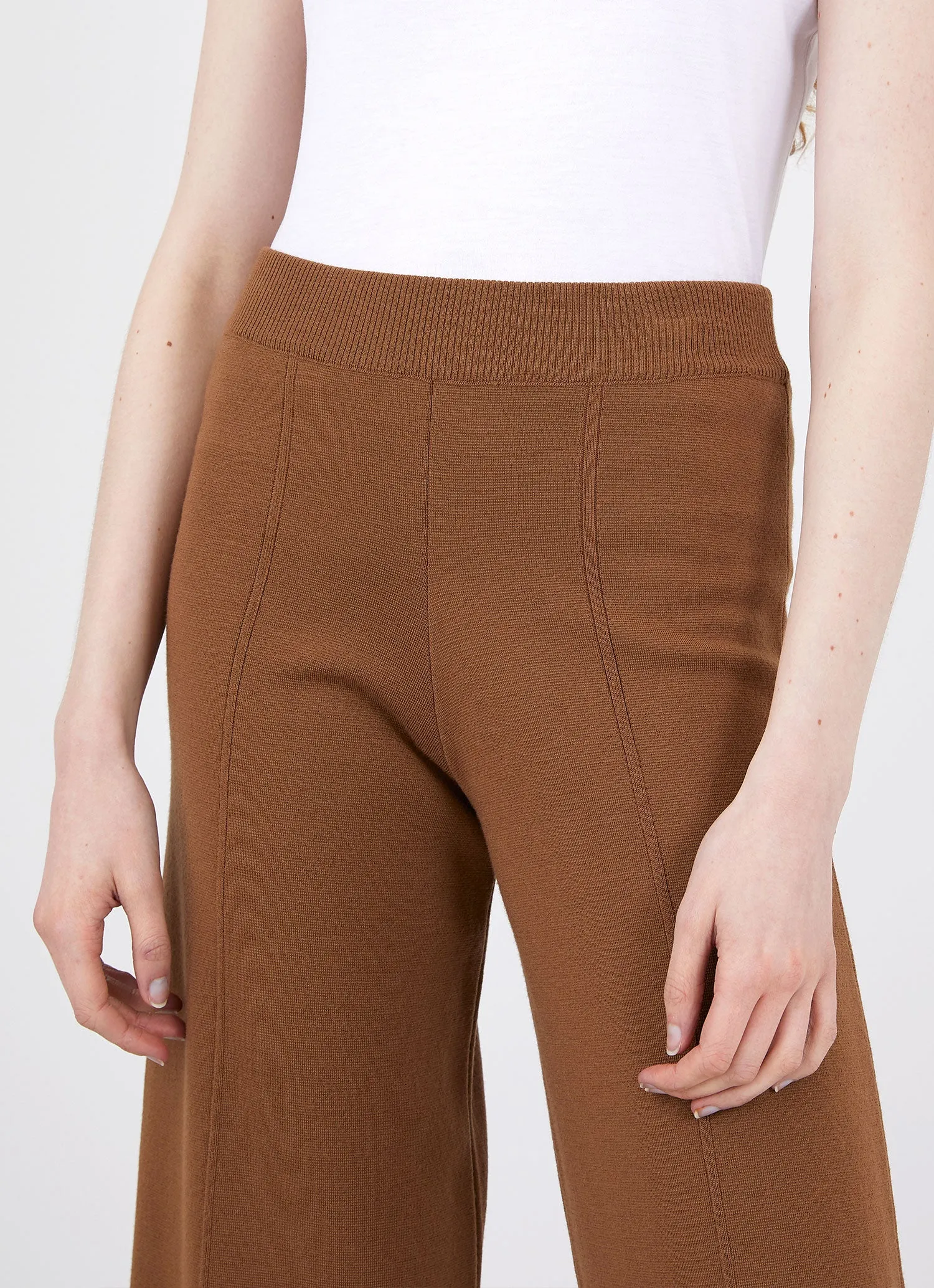Women's Merino Wide Leg Trouser in Mushroom sold by Sunspel product image thumbnail 4