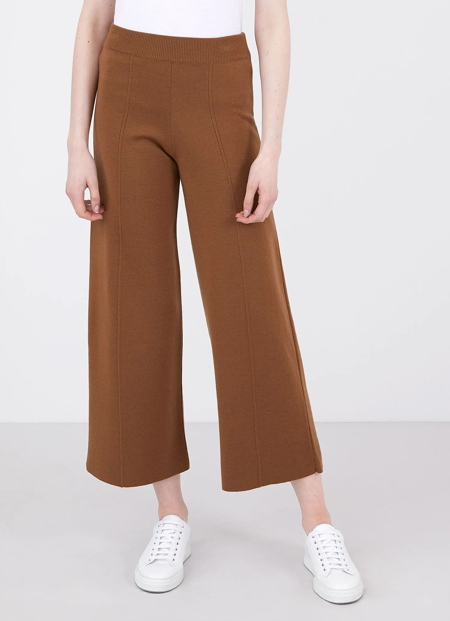 Women's Merino Wide Leg Trouser in Mushroom sold by Sunspel