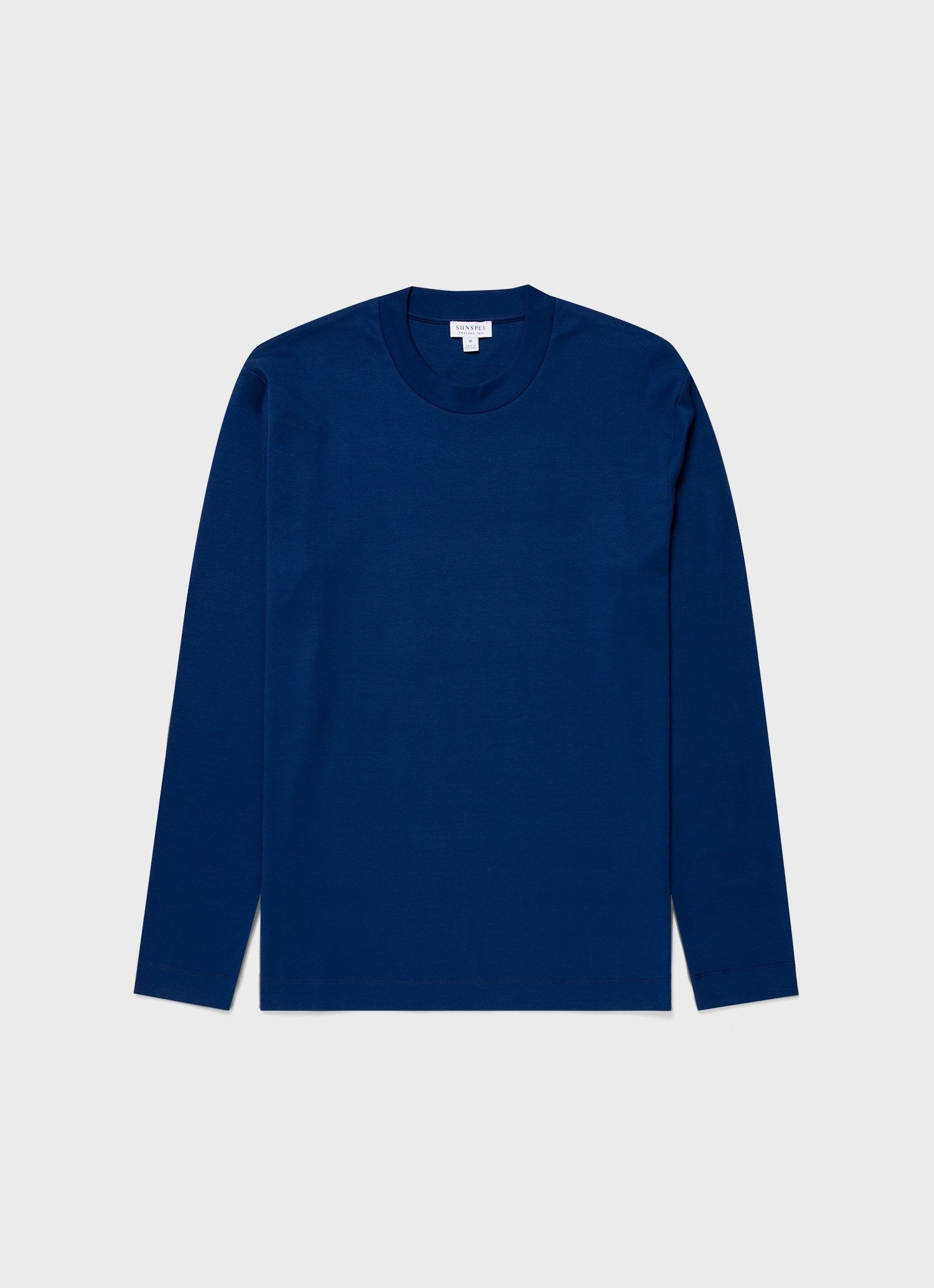 Men's Carbon Brushed Long Sleeve T-shirt in Space Blue sold by Sunspel