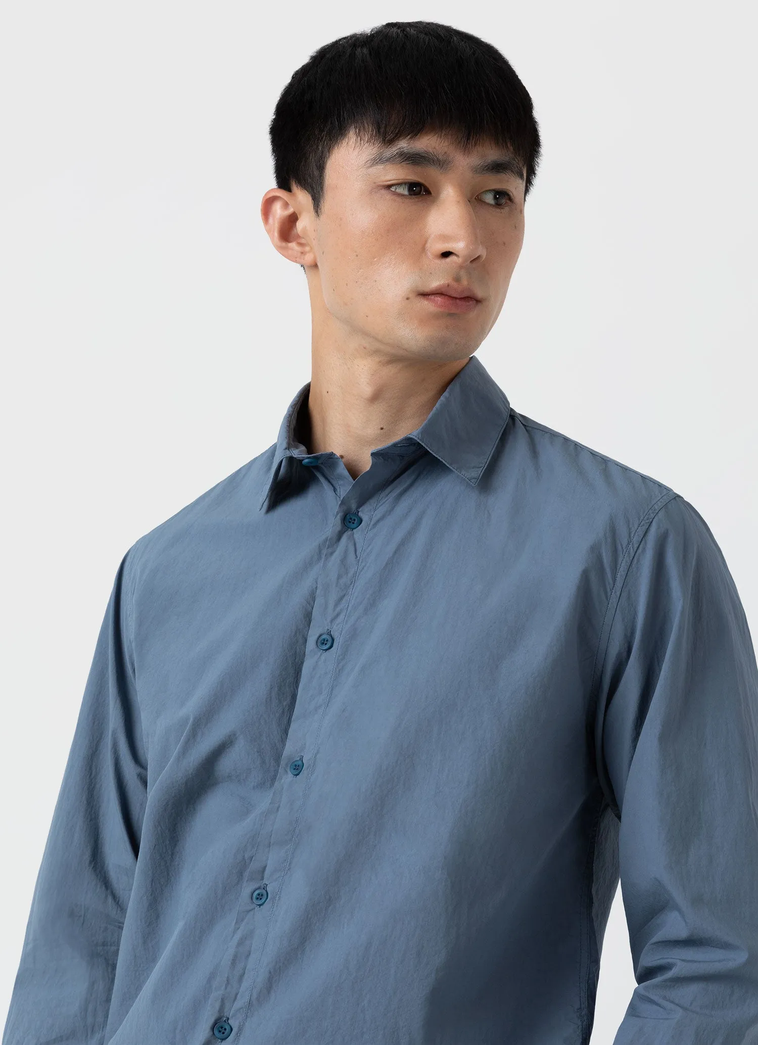 Men's Lightweight Poplin Shirt in Bluestone sold by Sunspel product image thumbnail 5