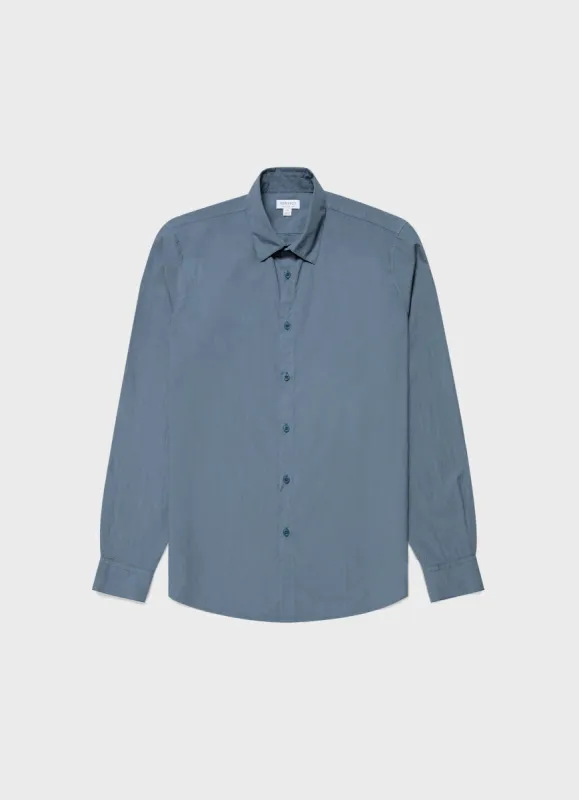 Men's Lightweight Poplin Shirt in Bluestone sold by Sunspel