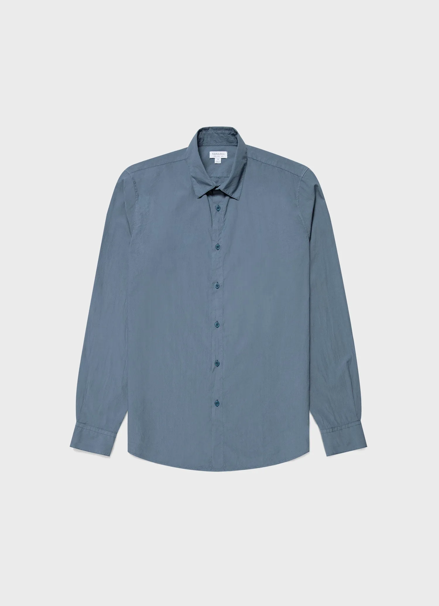 Men's Lightweight Poplin Shirt in Bluestone sold by Sunspel