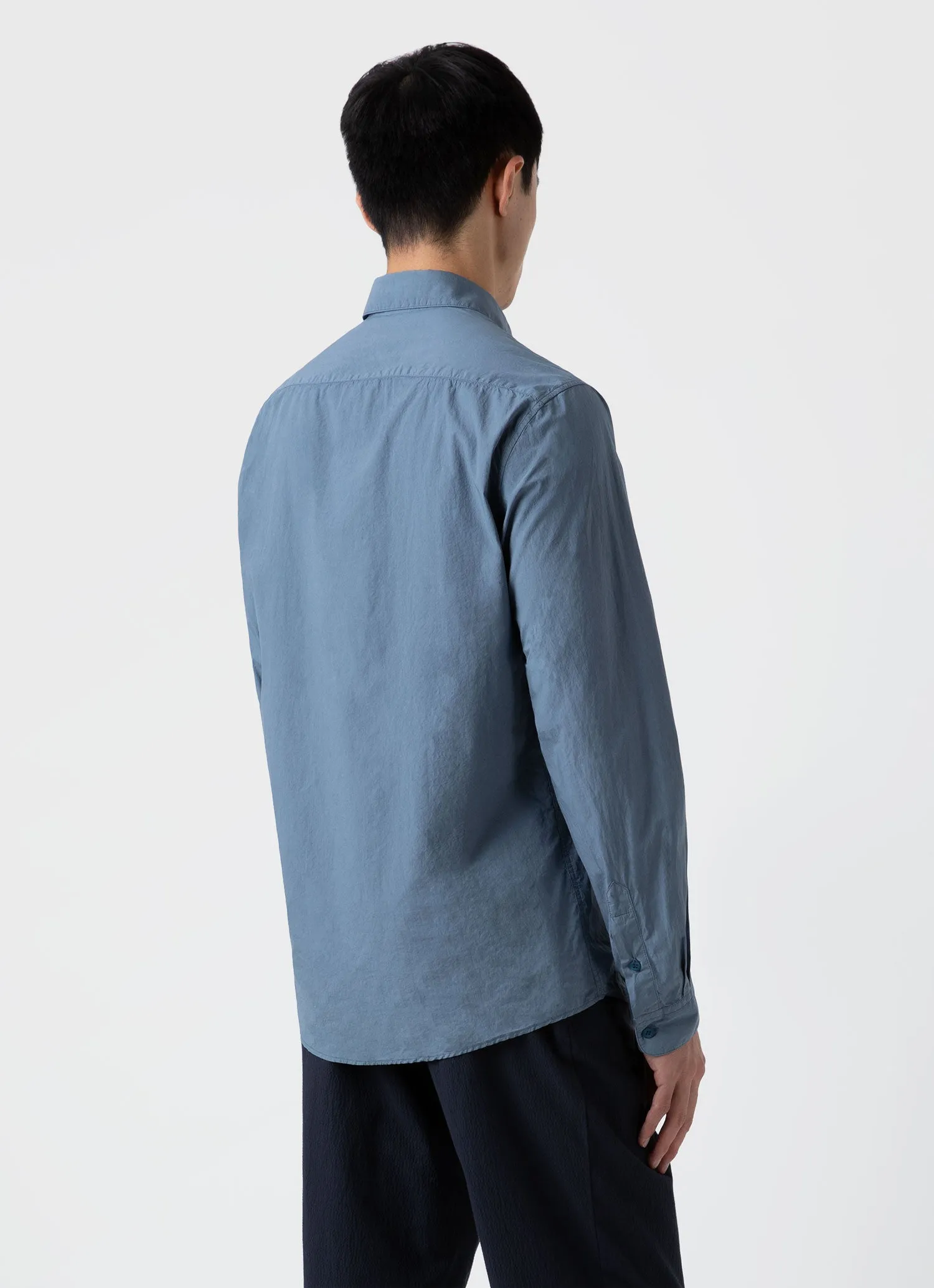 Men's Lightweight Poplin Shirt in Bluestone sold by Sunspel product image thumbnail 4