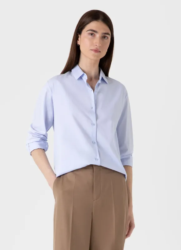 Women's Cotton Shirt in Blue sold by Sunspel