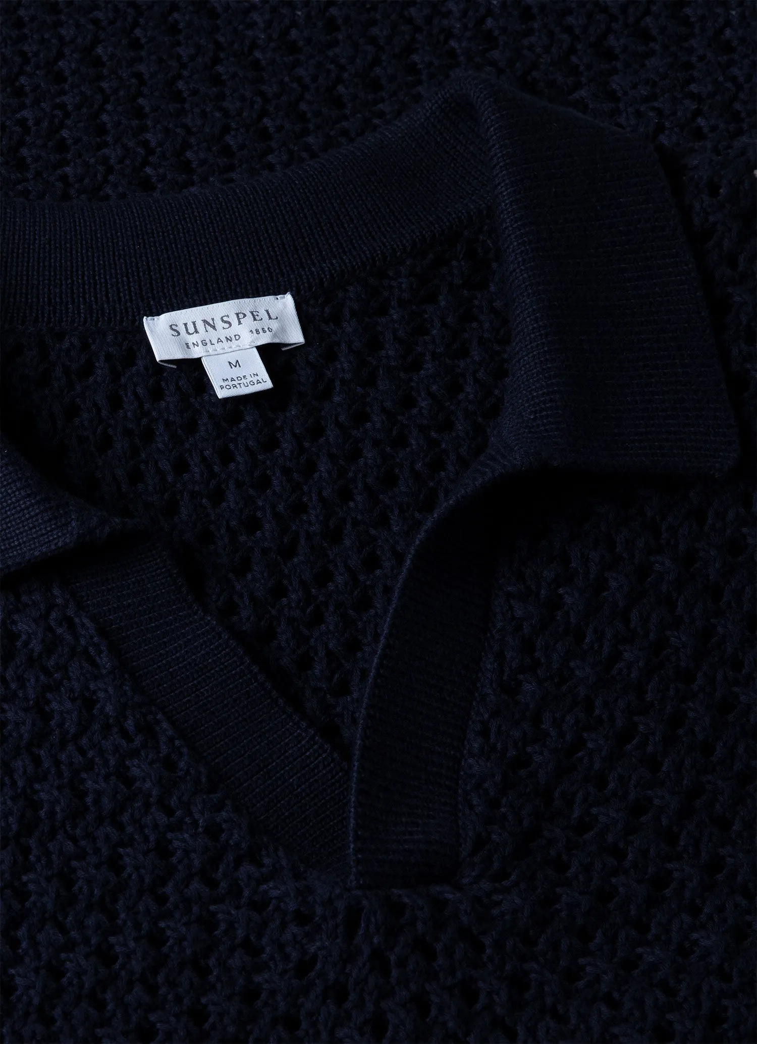 Men's Open Stitch Polo Shirt in Navy sold by Sunspel product image thumbnail 4