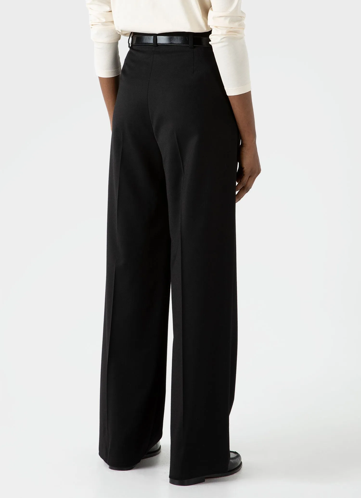 Women's Pleated Wool Trouser in Black sold by Sunspel product image thumbnail 4