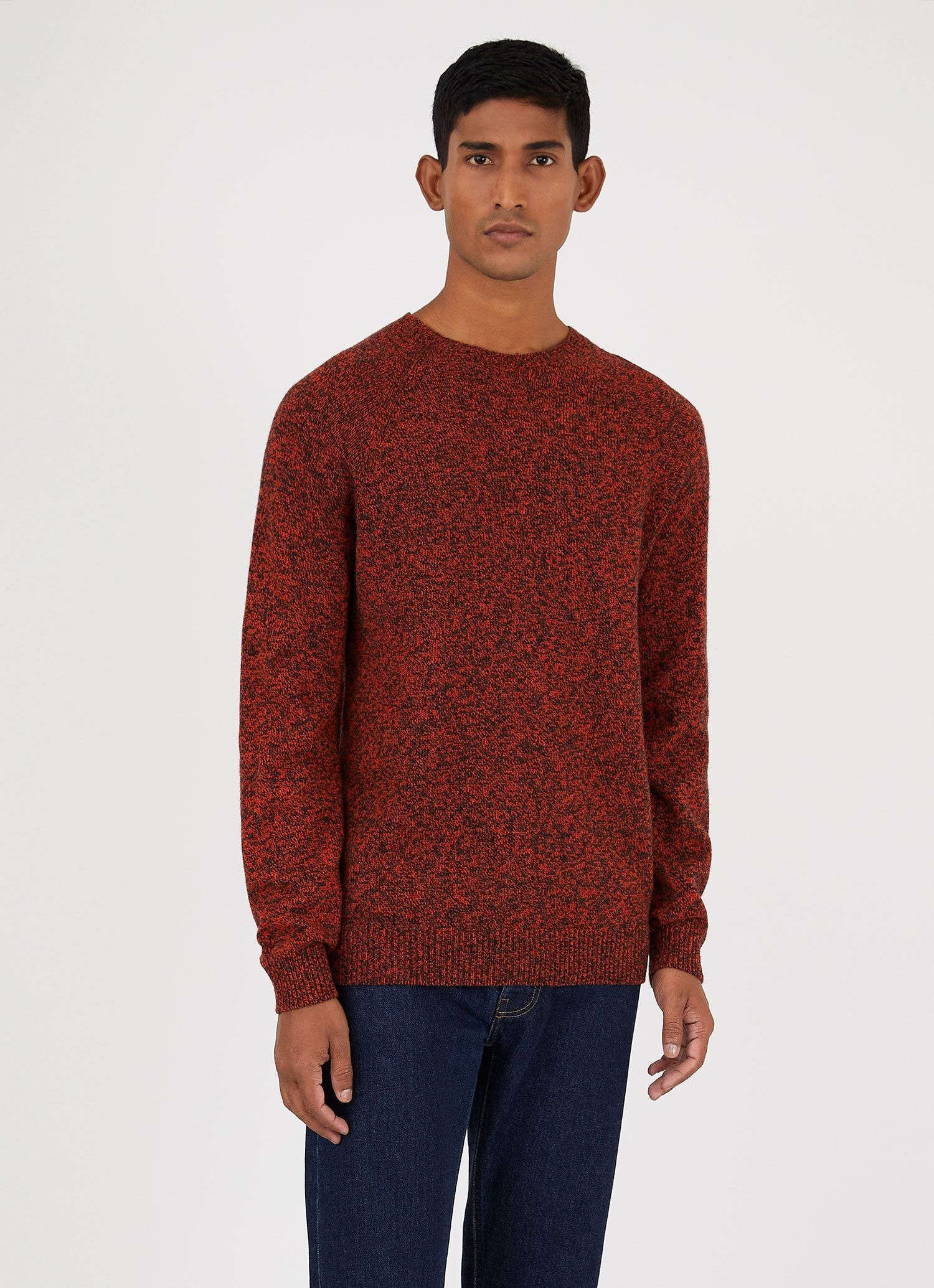Men's Lambswool Crew Neck Jumper in Flame Mouline sold by Sunspel product image thumbnail 2