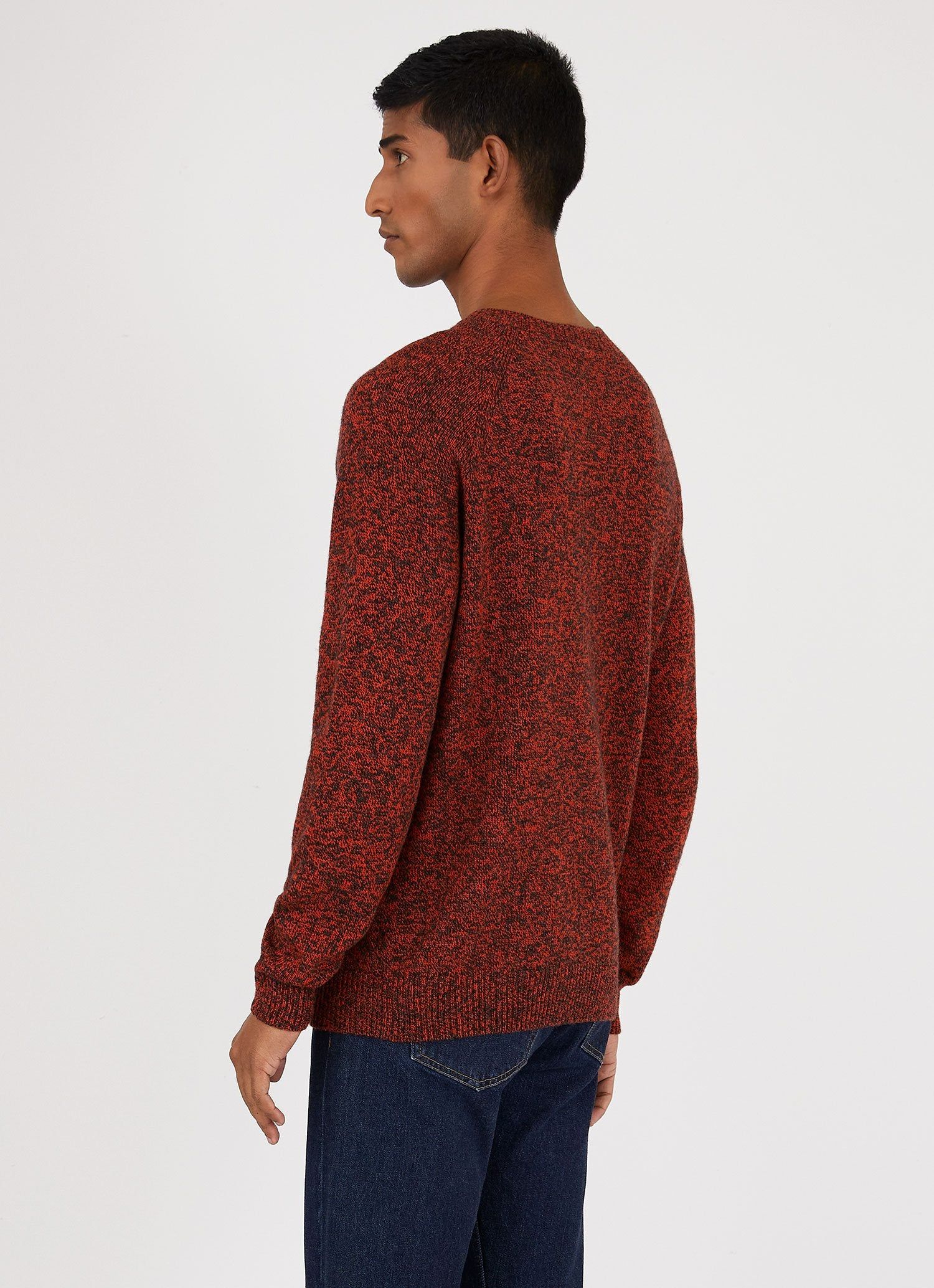 Men's Lambswool Crew Neck Jumper in Flame Mouline sold by Sunspel product image thumbnail 4