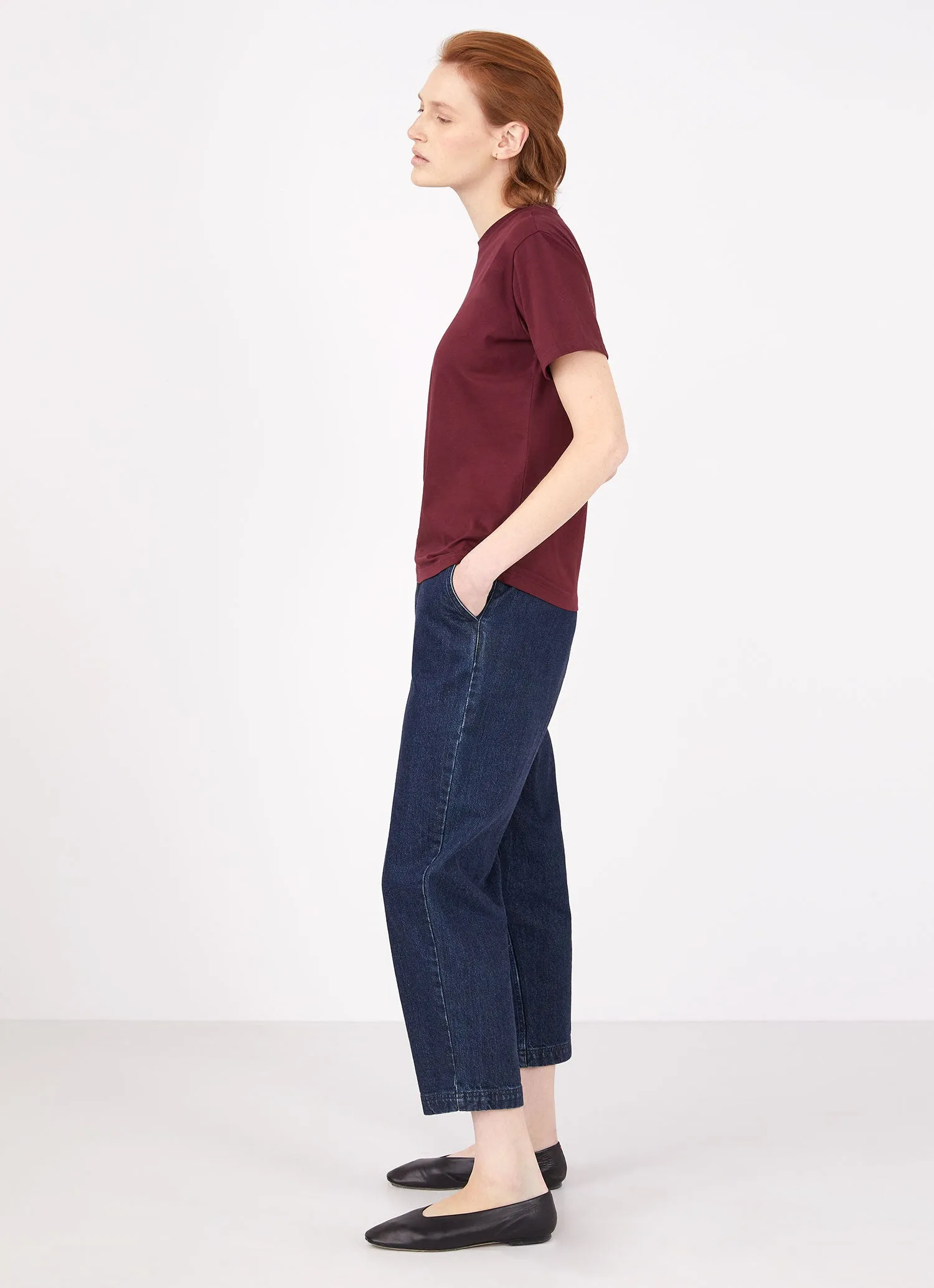 Women's Boy Fit T-shirt in Port sold by Sunspel product image thumbnail 3