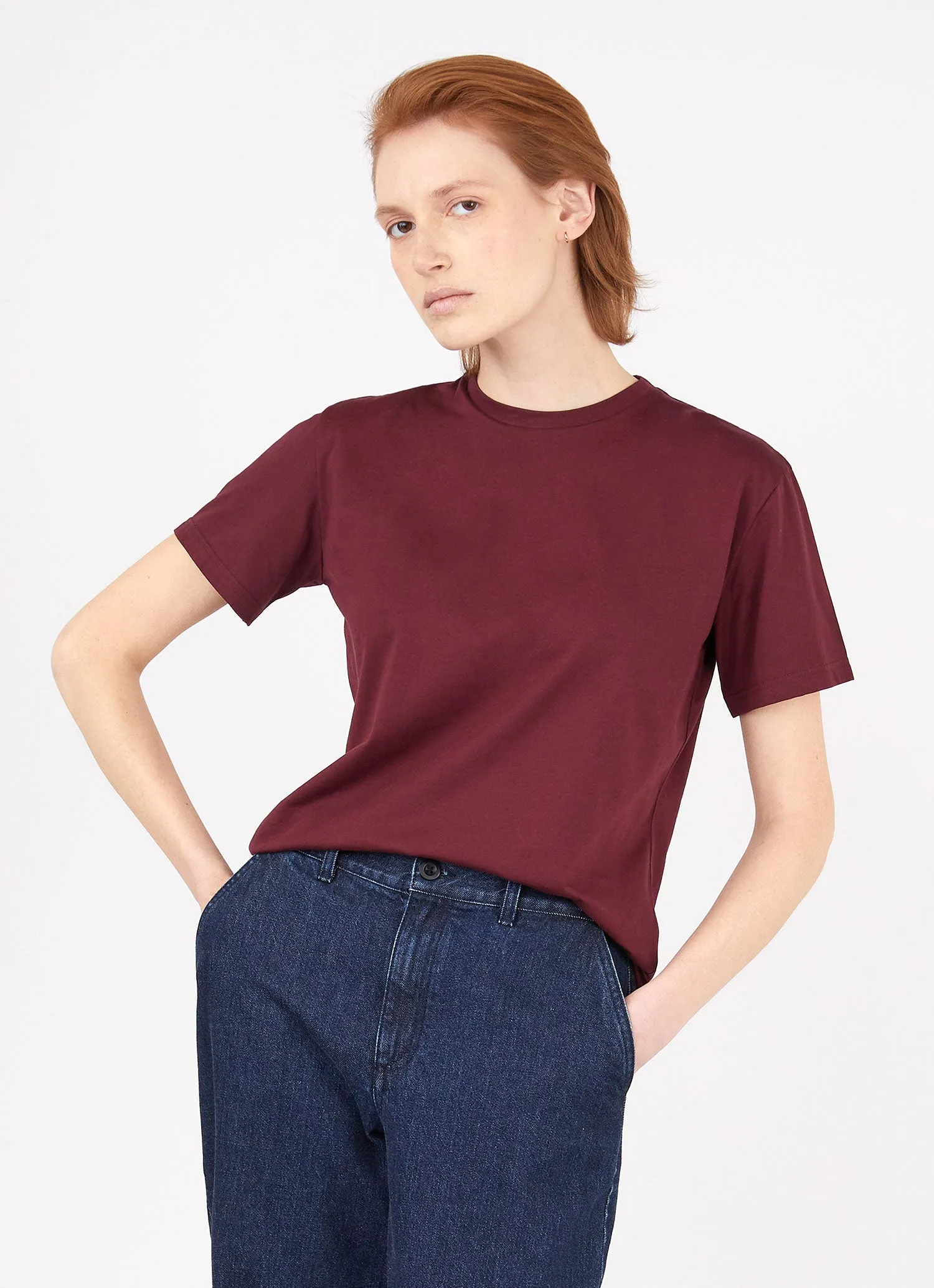 Women's Boy Fit T-shirt in Port sold by Sunspel product image thumbnail 2