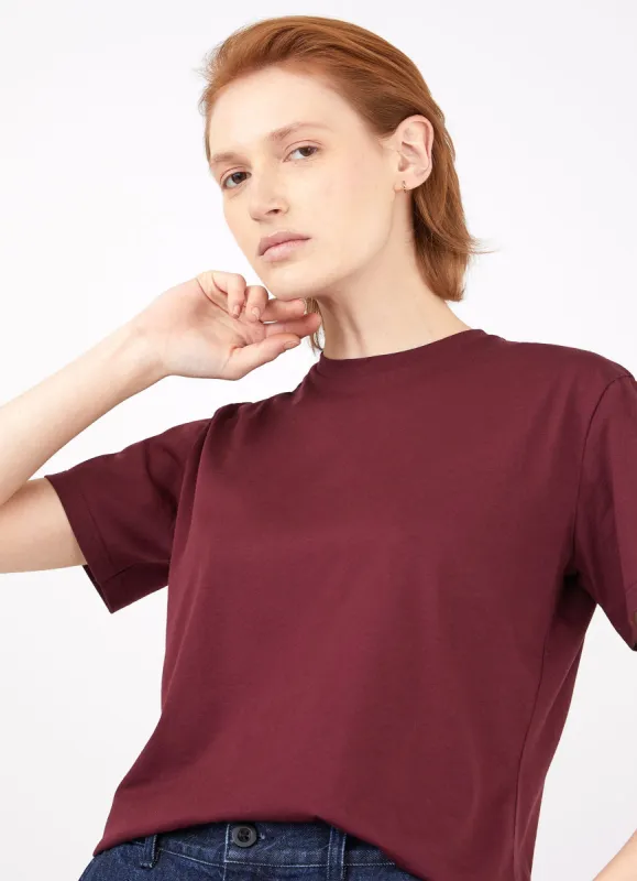 Women's Boy Fit T-shirt in Port sold by Sunspel