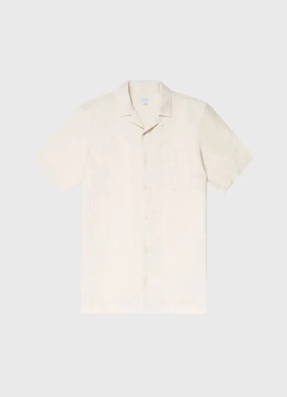 Men's Cotton Linen Shirt in Ecru sold by Sunspel