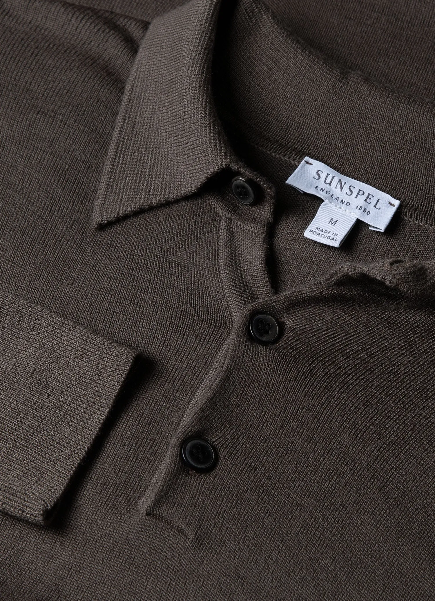 Men's Extra-Fine Merino Polo Shirt in Cedar sold by Sunspel product image thumbnail 4