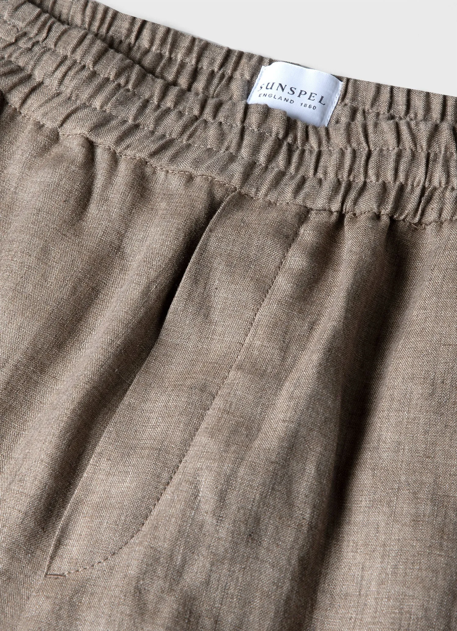Men's Linen Drawstring Short in Dark Sand sold by Sunspel product image thumbnail 4