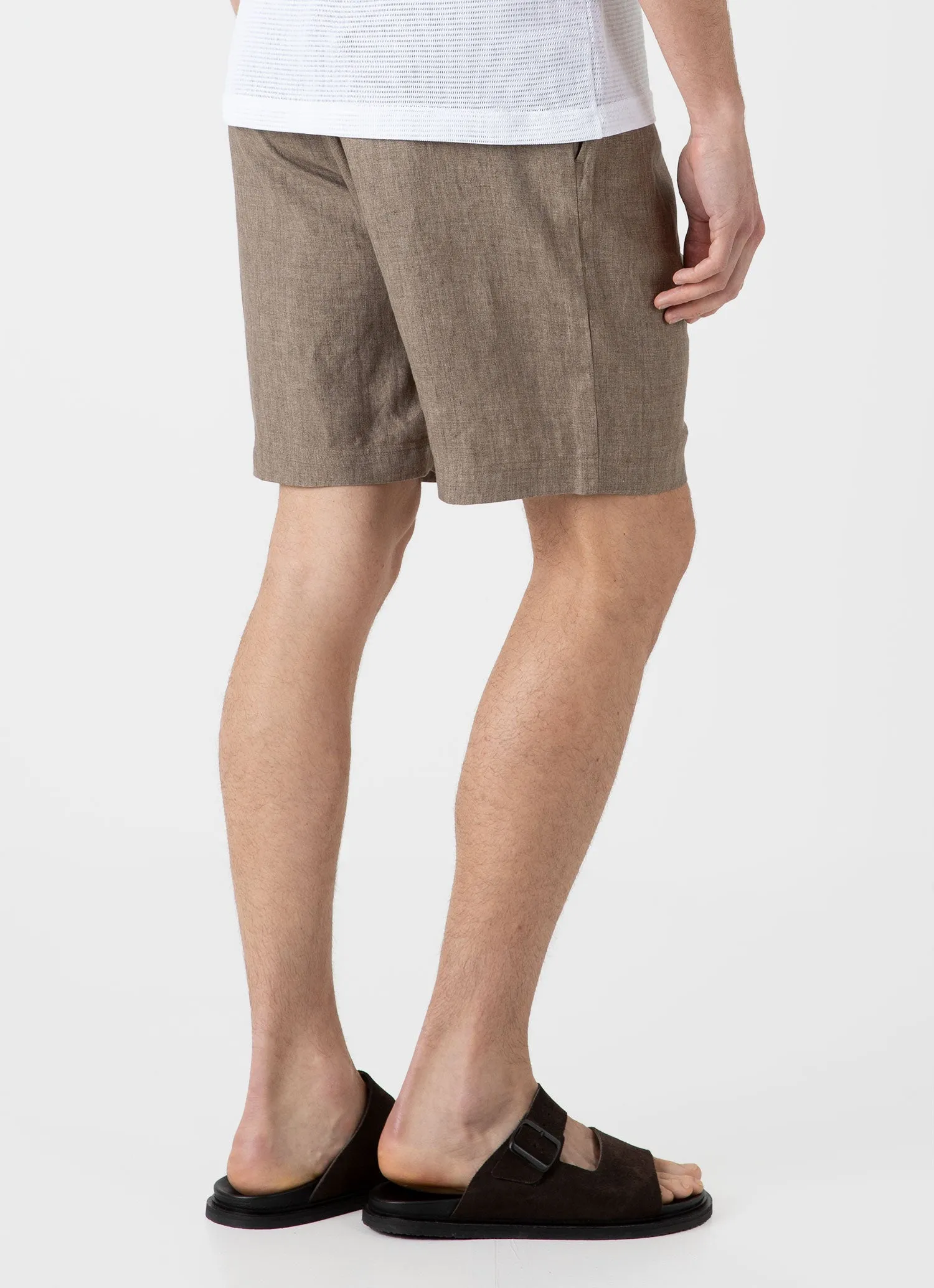 Men's Linen Drawstring Short in Dark Sand sold by Sunspel product image thumbnail 5