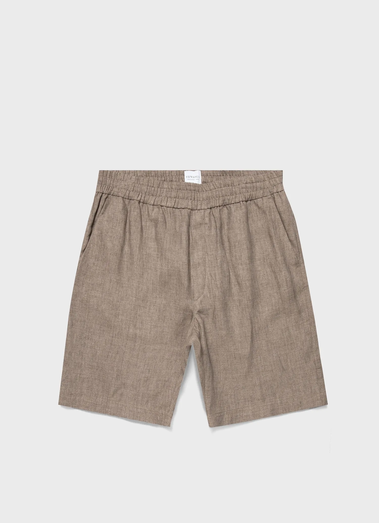 Men's Linen Drawstring Short in Dark Sand sold by Sunspel