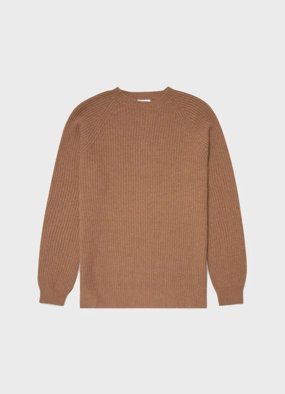 Men's Lambswool Cashmere Rib Jumper in Camel sold by Sunspel