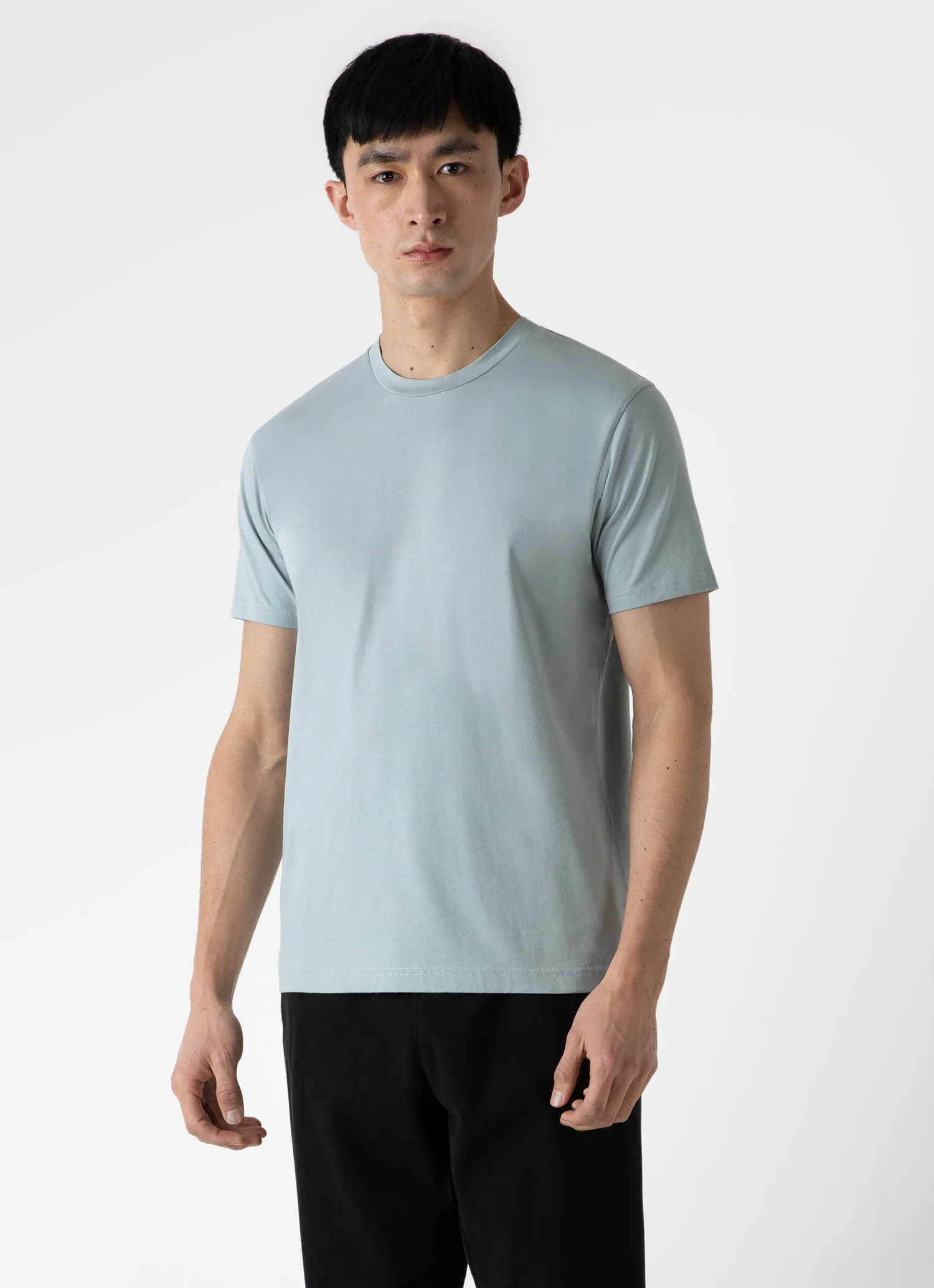 Men's Riviera Midweight T-shirt in Blue Sage sold by Sunspel product image thumbnail 2