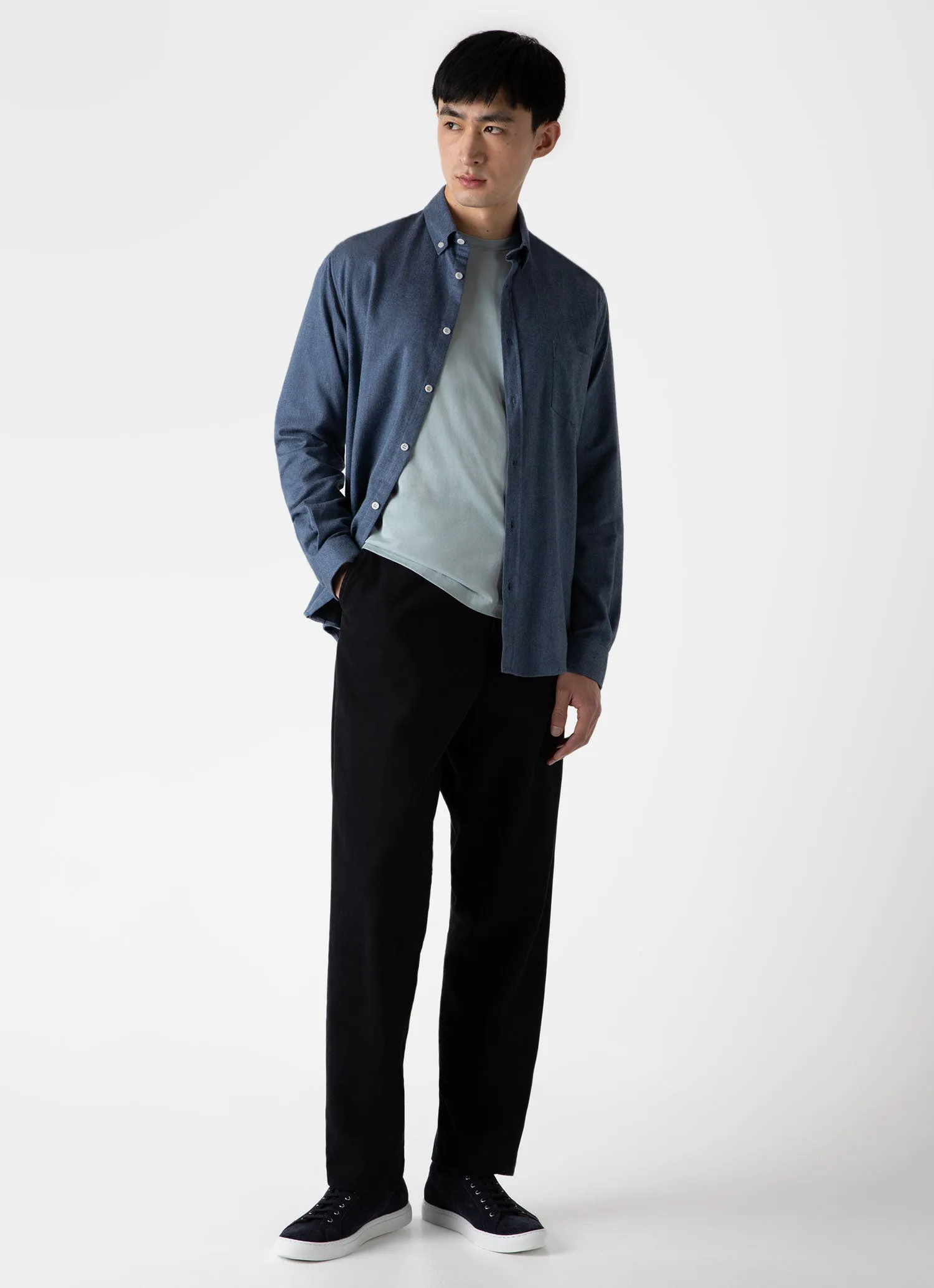 Men's Riviera Midweight T-shirt in Blue Sage sold by Sunspel product image thumbnail 3