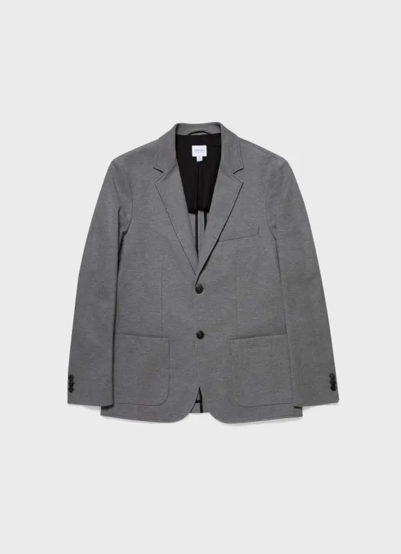 Men's Unstructured Blazer in Mid Grey Melange sold by Sunspel