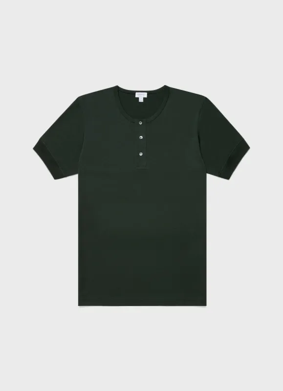 Men's Henley T-shirt in Seaweed sold by Sunspel